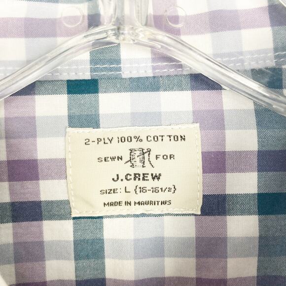 J. Crew White Purple Gray Plaid Long Sleeve Button Down Sz L - Picture 2 of 5